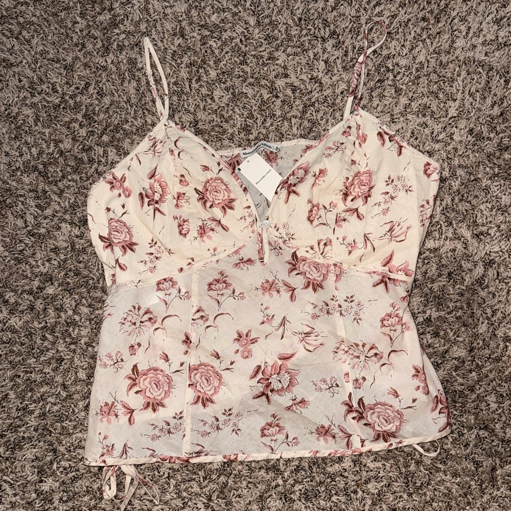 NWT Abercrombie & Fitch Pink Floral  Tank Top XL